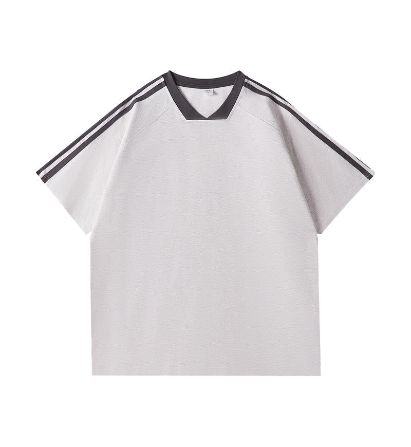 MTG33 260g heavyweight striped raglan V-neck short-sleeved TEE