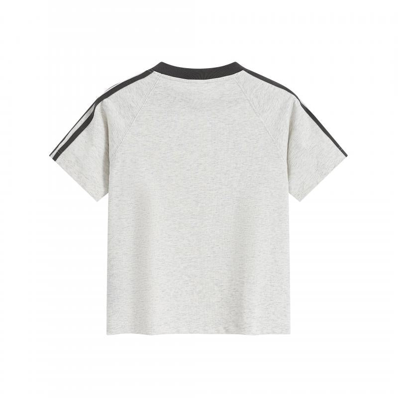 MTG33F 260g Heavy Women's Striped Raglan V-neck Short Sleeve TEE