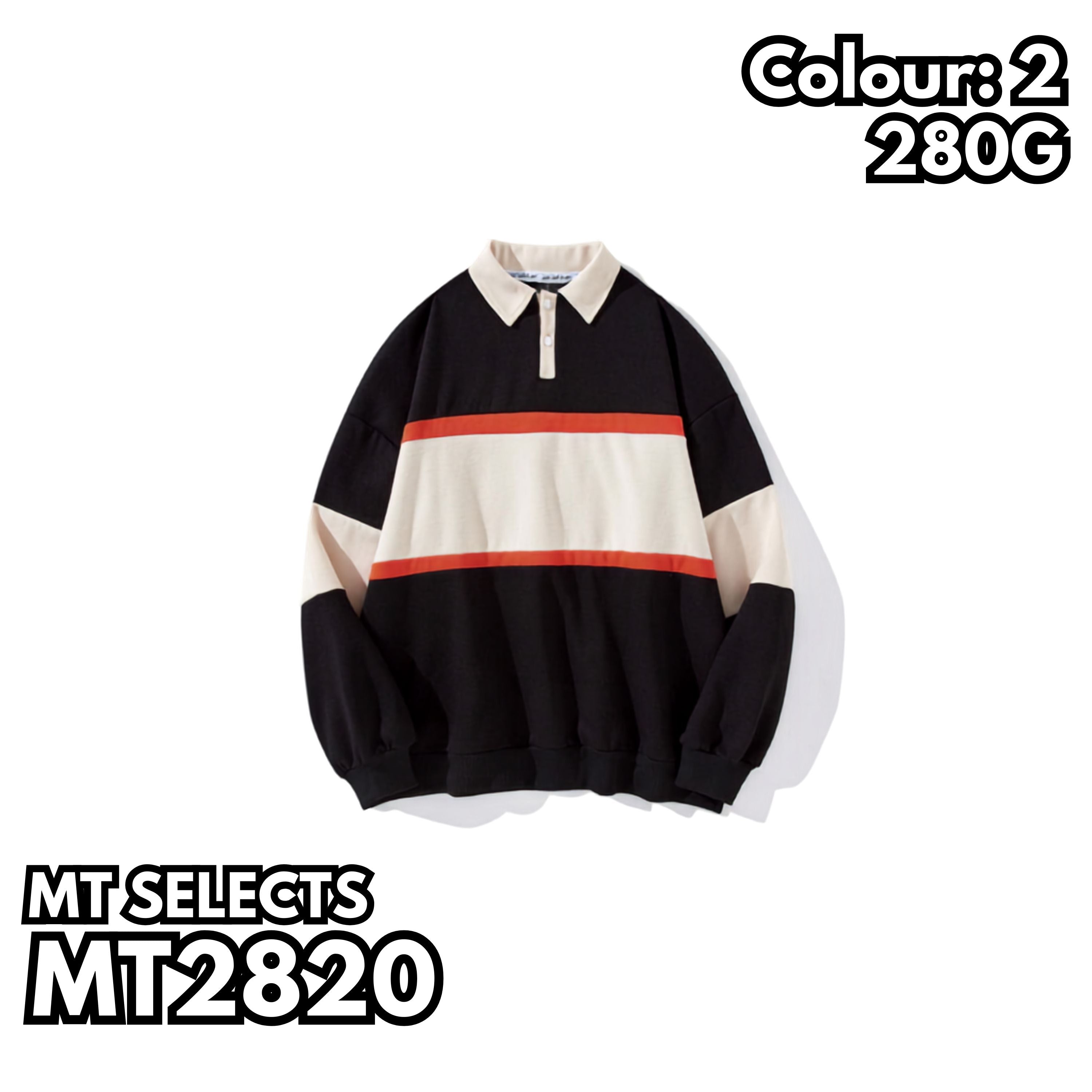 MT2820 復古拼色POLO衛衣