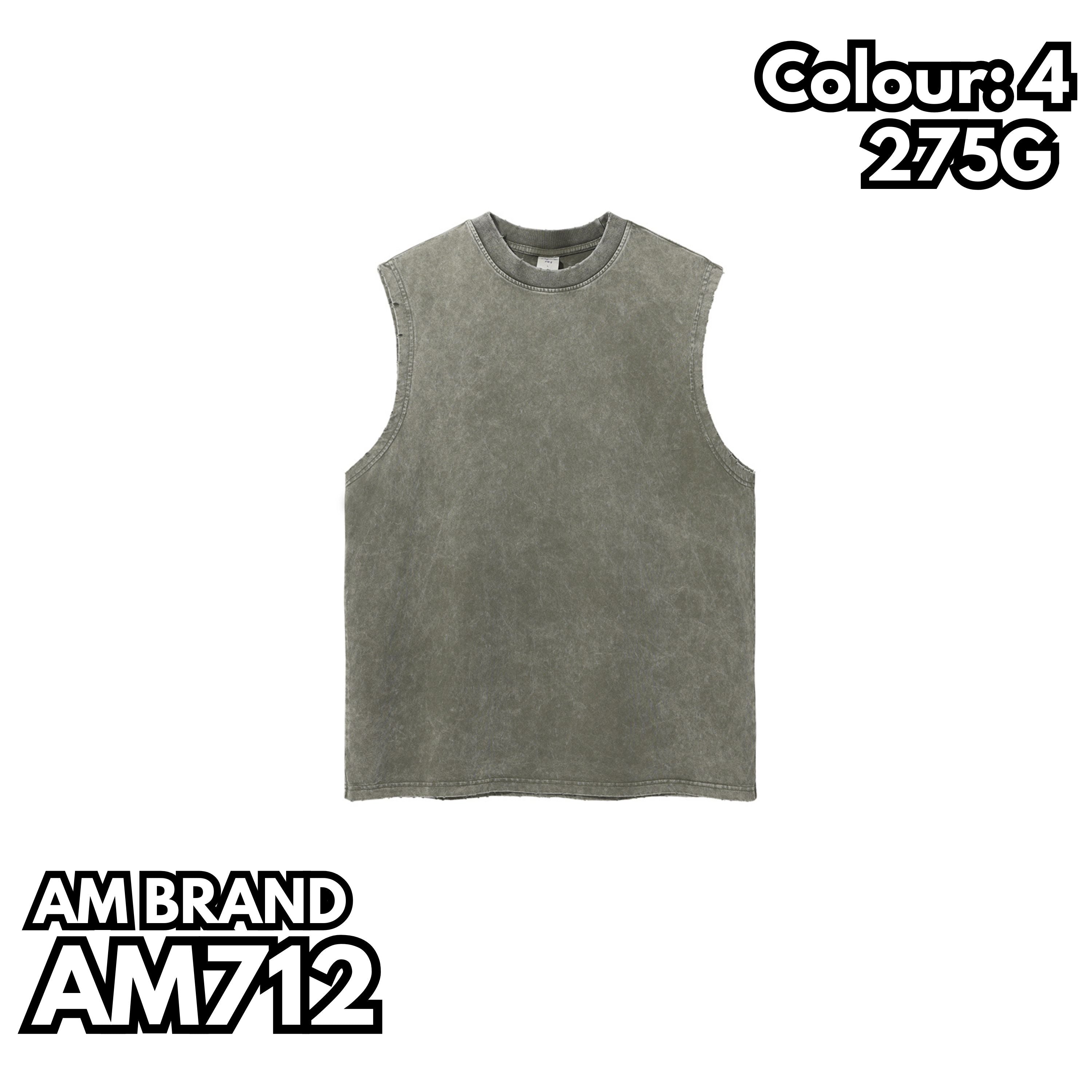 AM712 重磅蠟染水洗磨邊背心