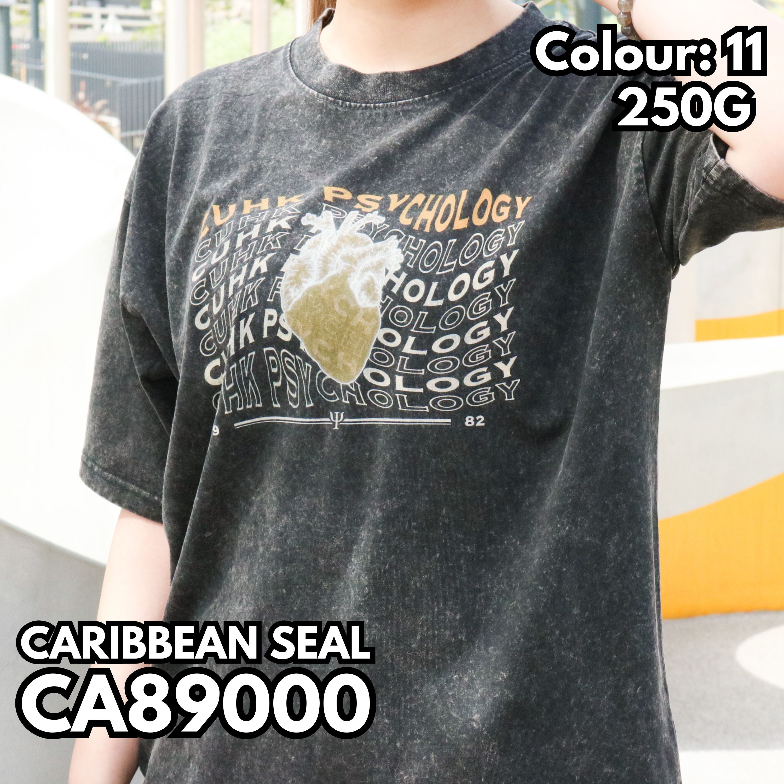 CA89000 重磅雪花洗水落肩短袖TEE