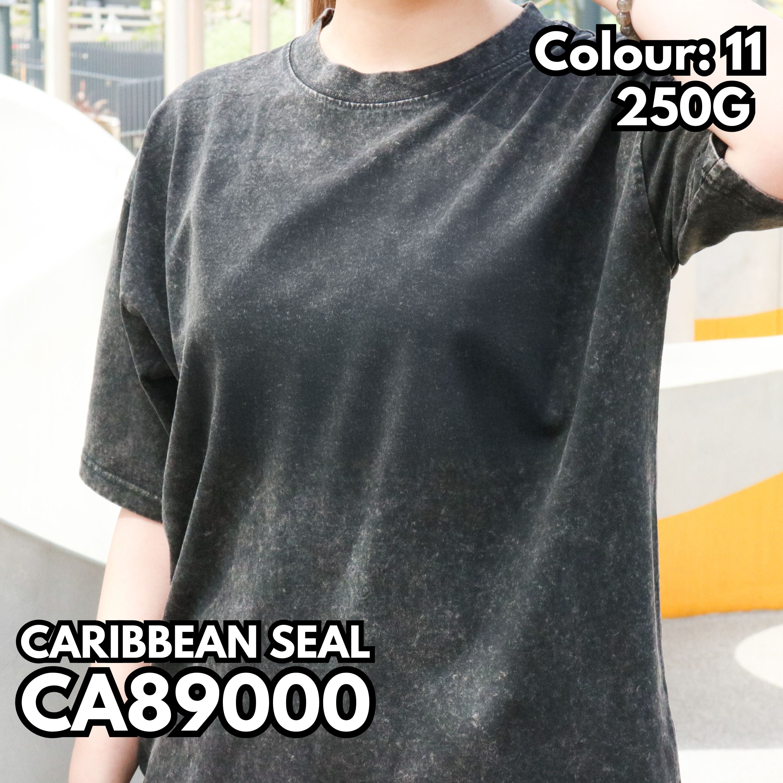 CA89000 重磅雪花洗水落肩短袖TEE