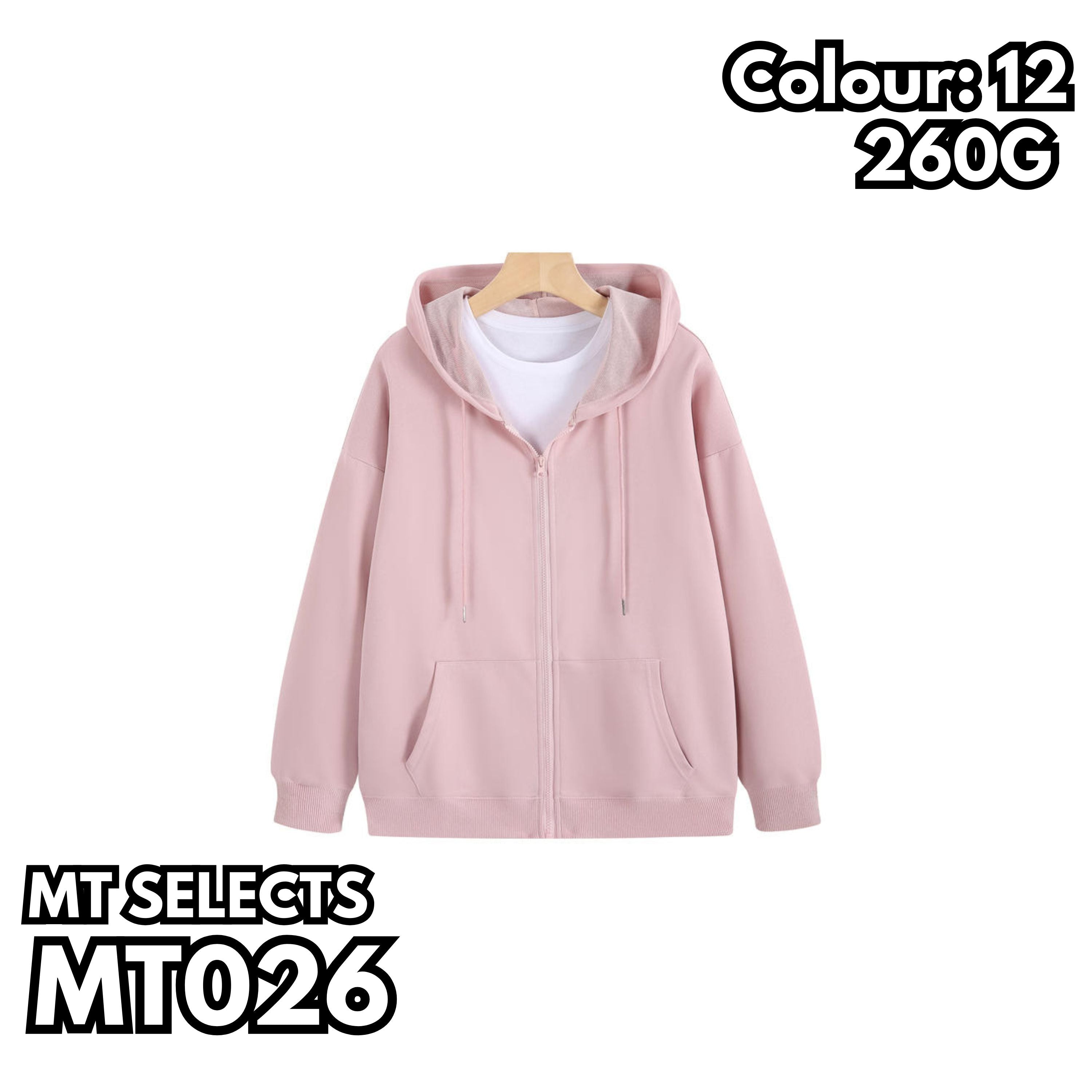 MT026 仿棉落肩拉鏈連帽衛衣