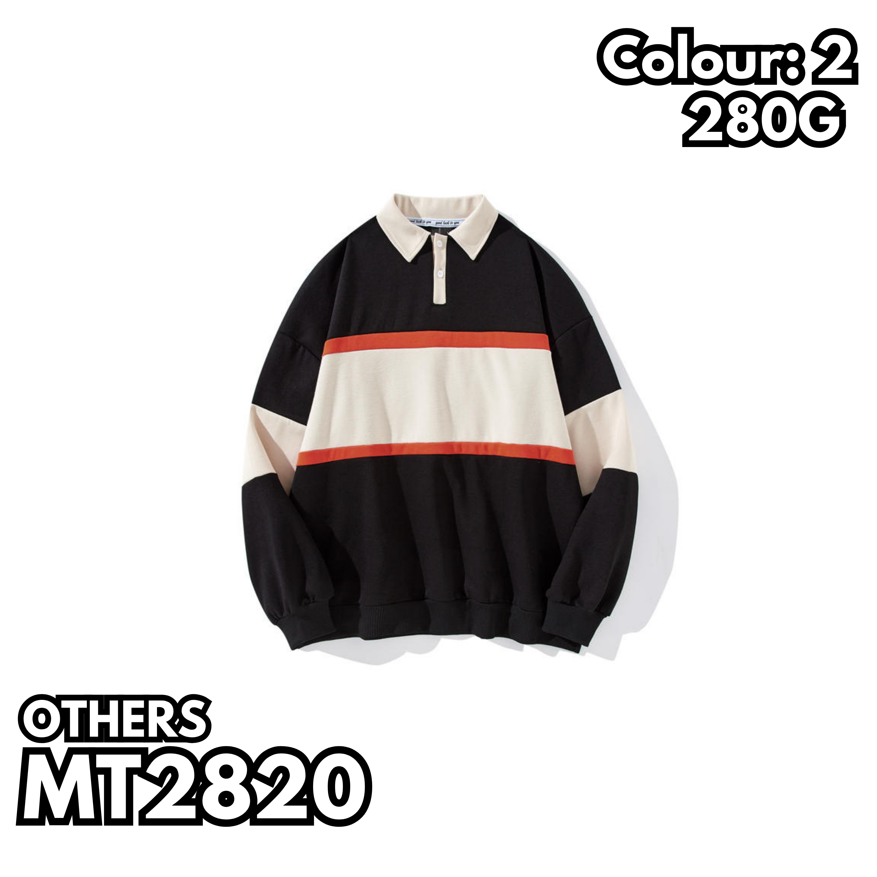 MT2820 復古拼色POLO衛衣