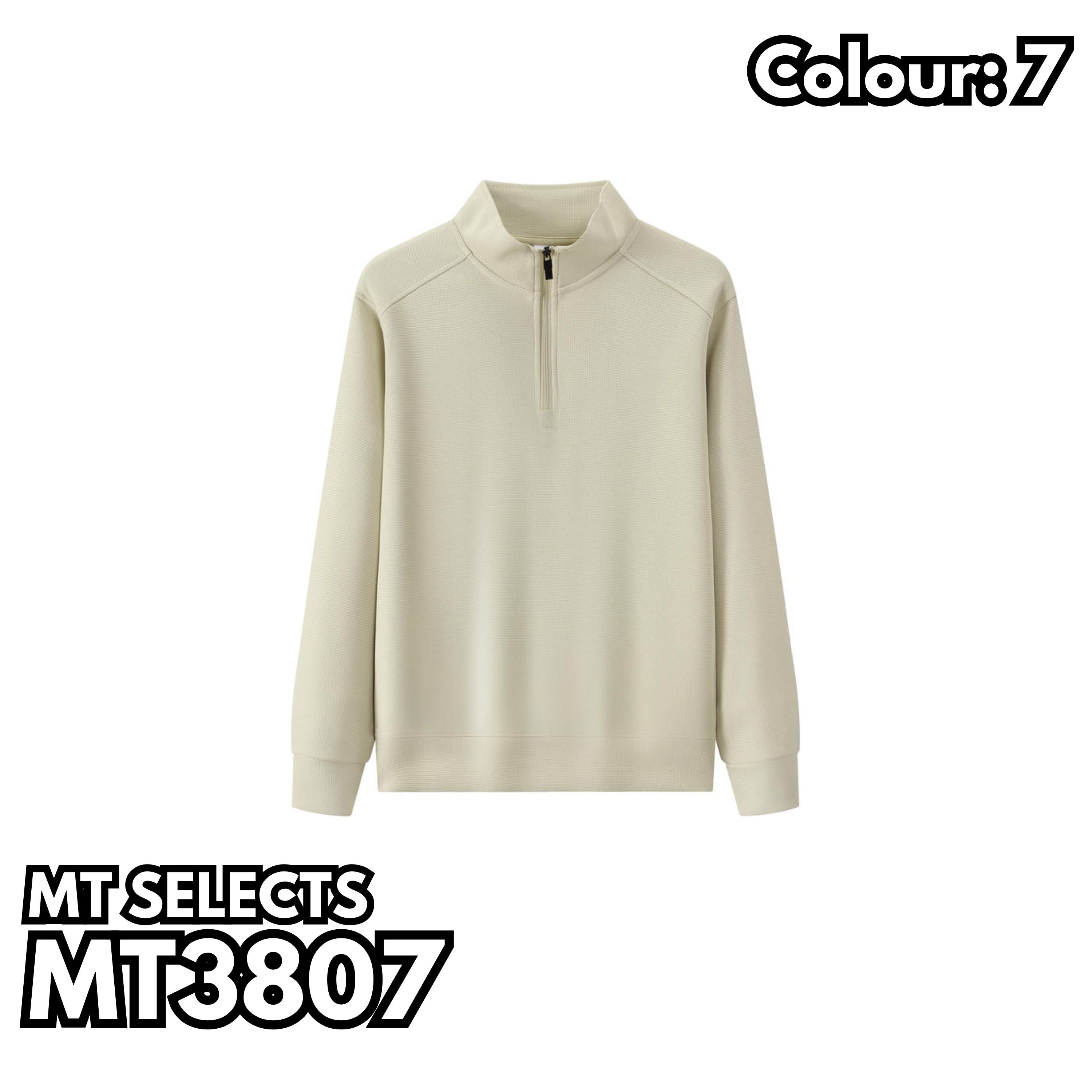 MT3807 華夫格立領半拉鍊衛衣