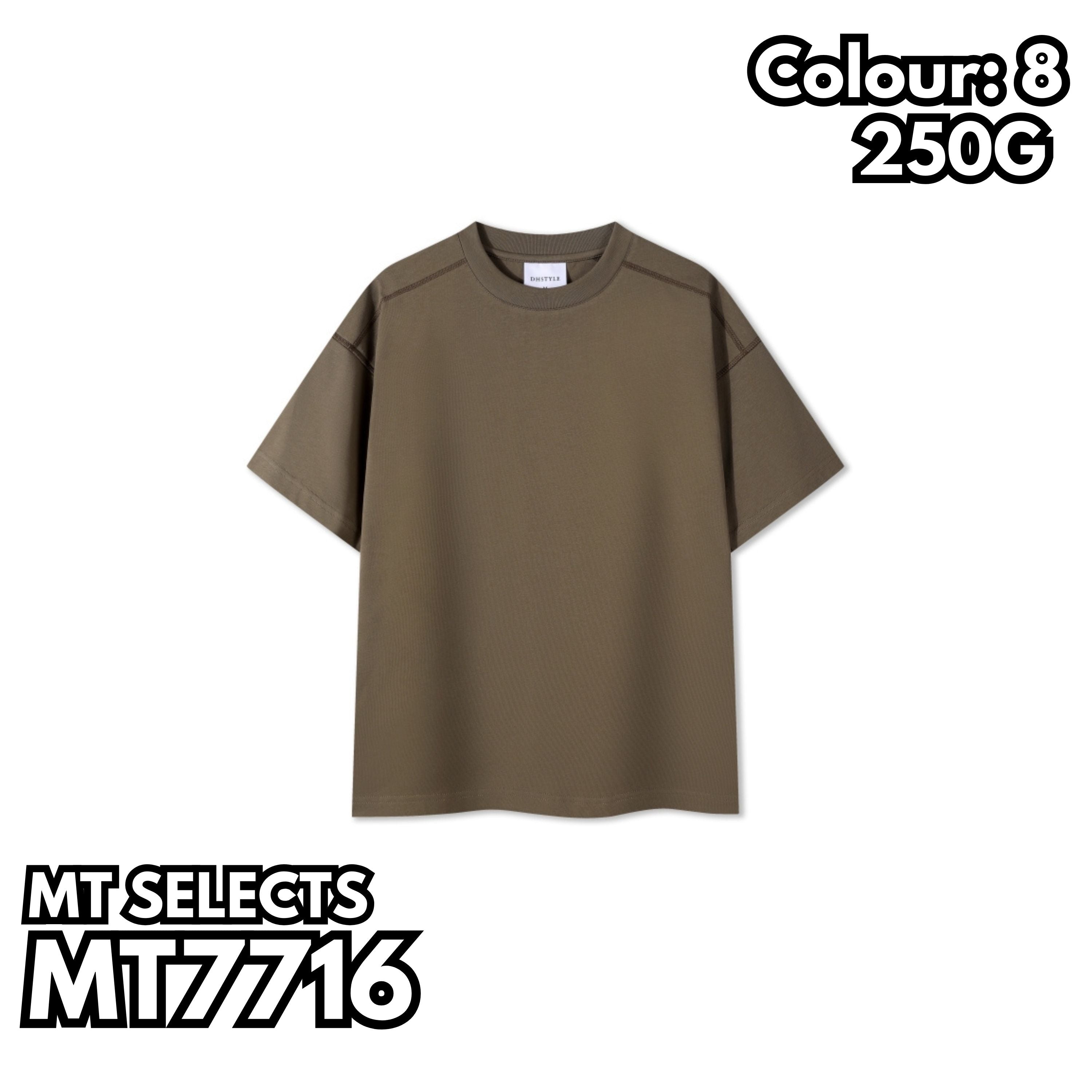 MT7716 重磅撞色線落肩短袖TEE