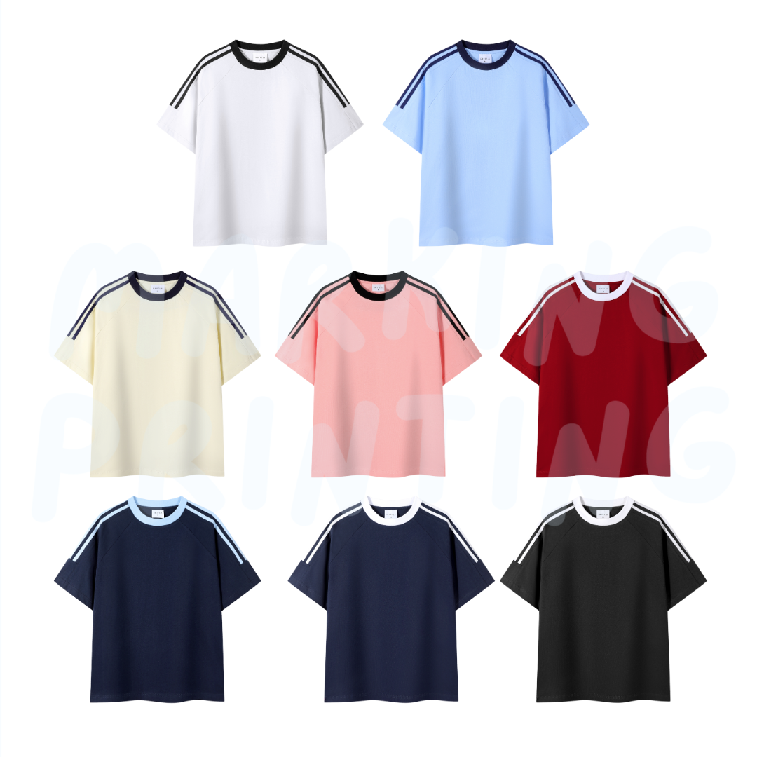 MT7717 250g heavyweight striped raglan short-sleeved TEE