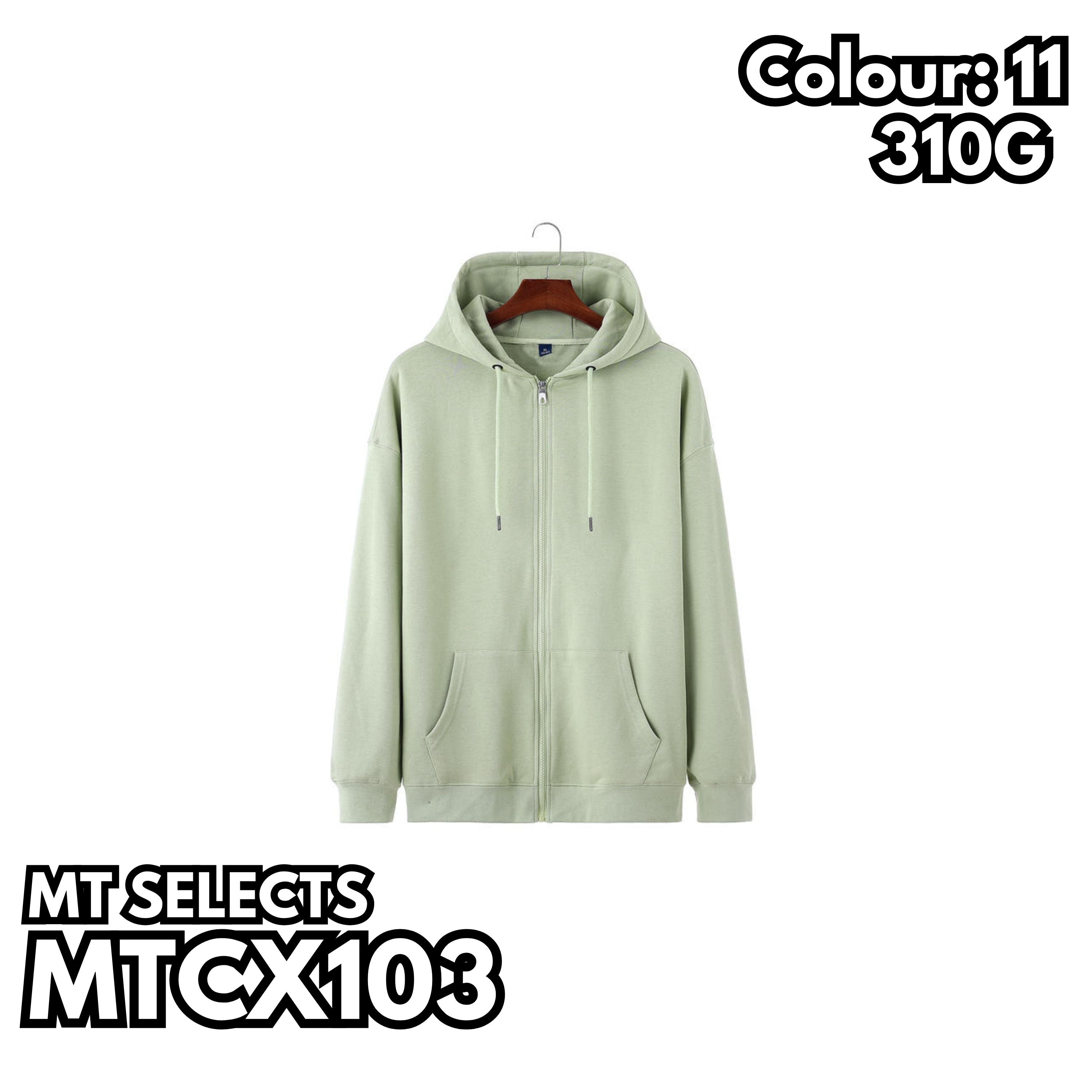 MTCX103 310g drop shoulder zipper hooded sweatshirt