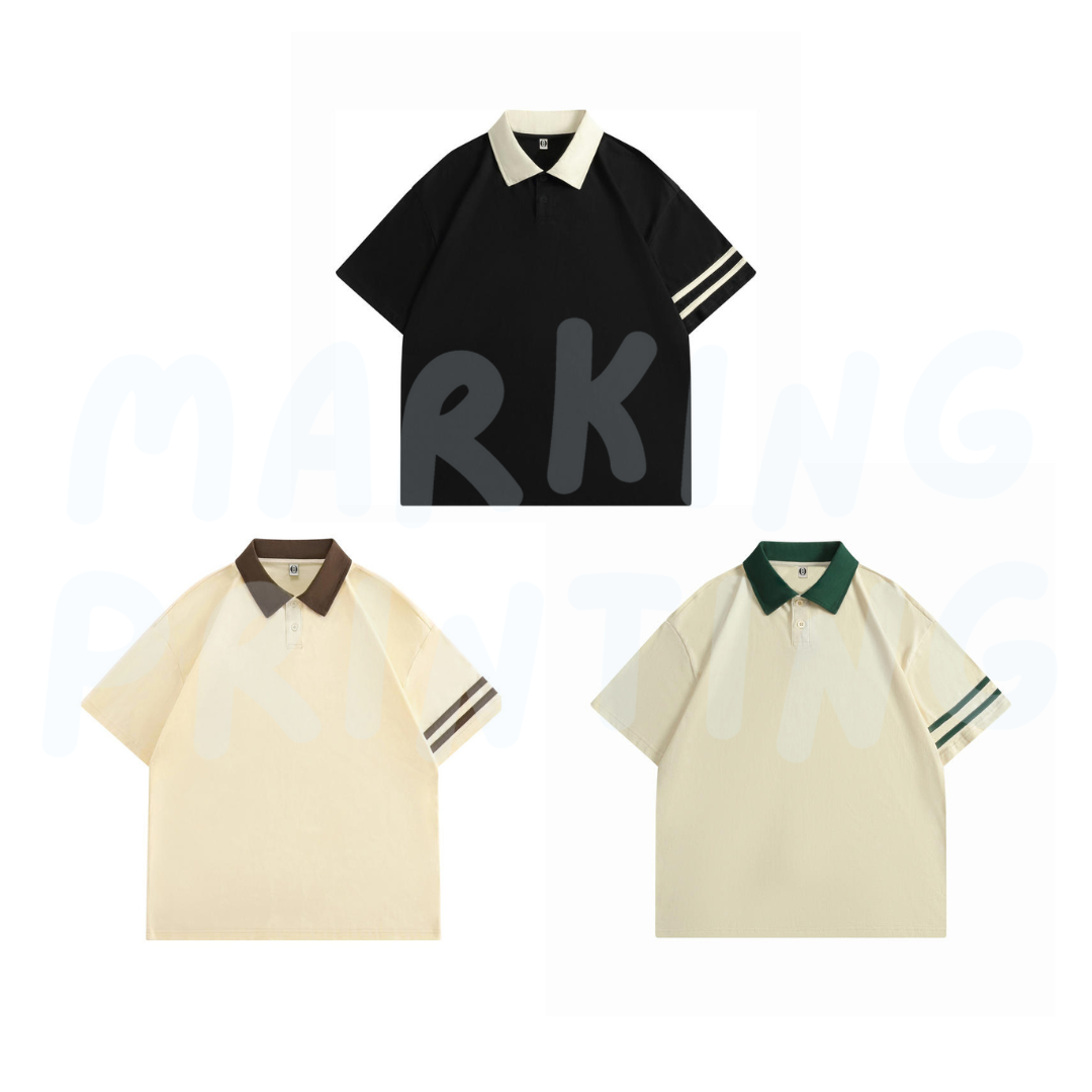 MTP066 200克拼色條紋落肩短袖POLO TEE