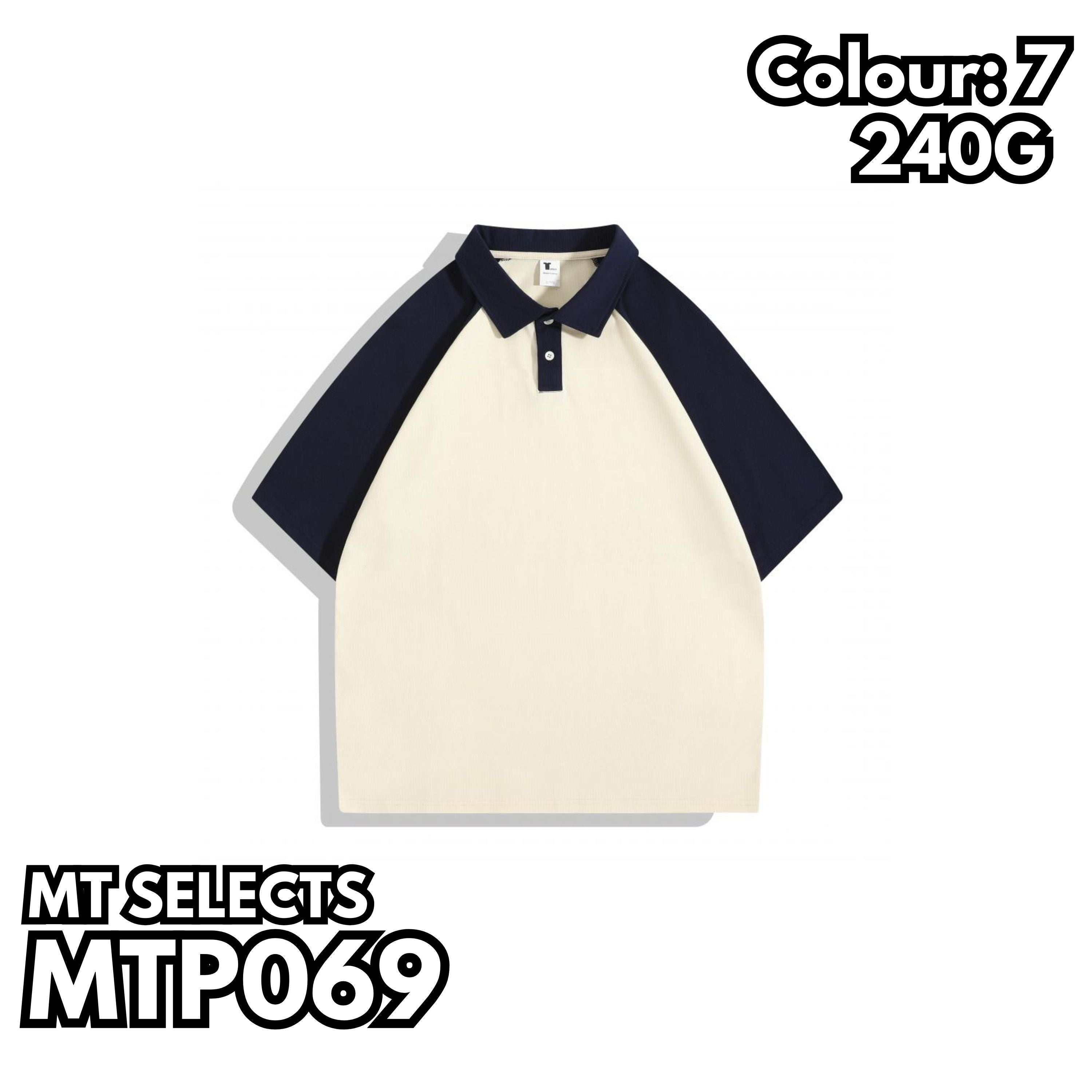MTP069 重磅拼色插肩短袖POLO TEE