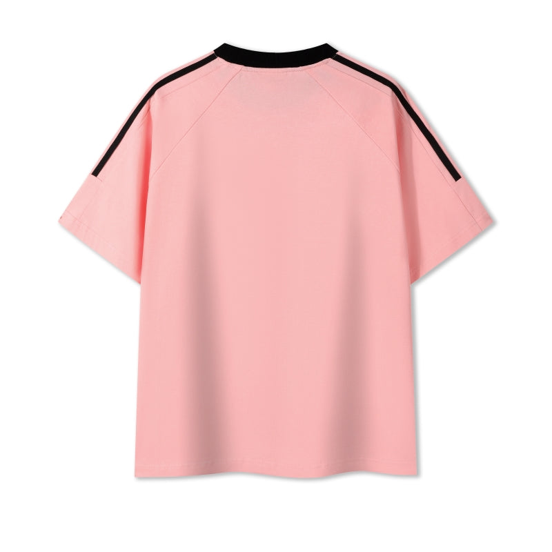 MT7717 250g heavyweight striped raglan short-sleeved TEE