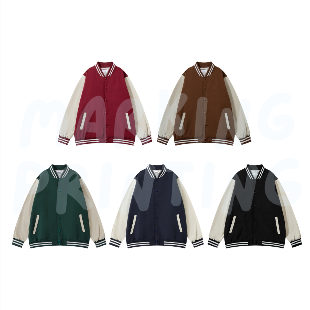 MTD807 Oxford cloth buttoned dropped shoulder baseball jacket