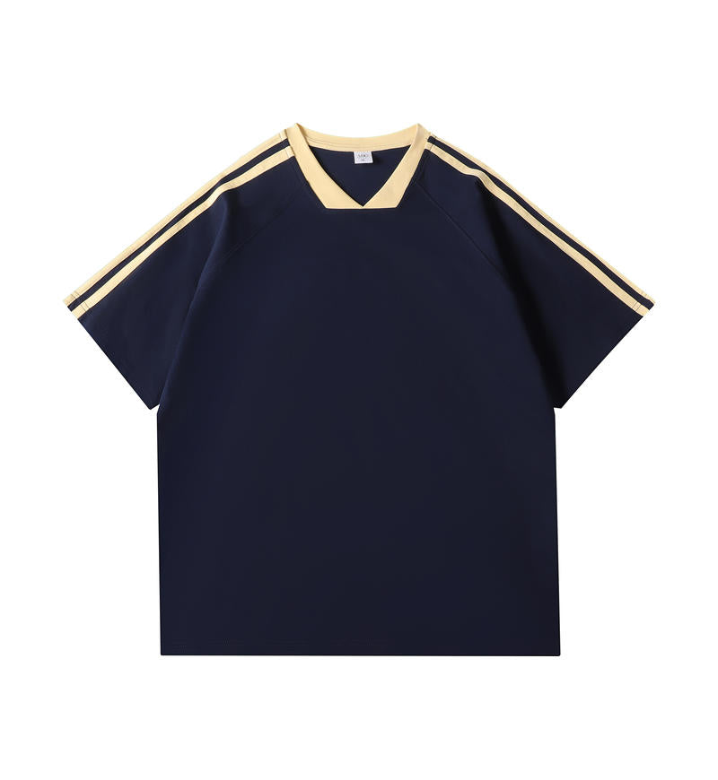 MTG33 260g heavyweight striped raglan V-neck short-sleeved TEE