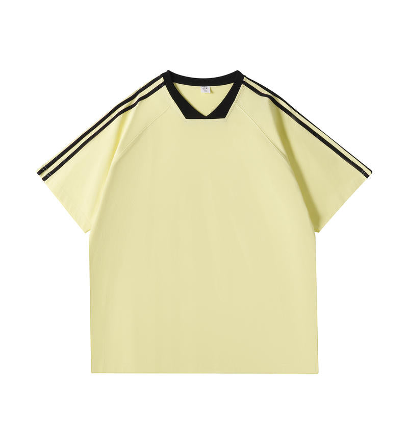 MTG33 260g heavyweight striped raglan V-neck short-sleeved TEE