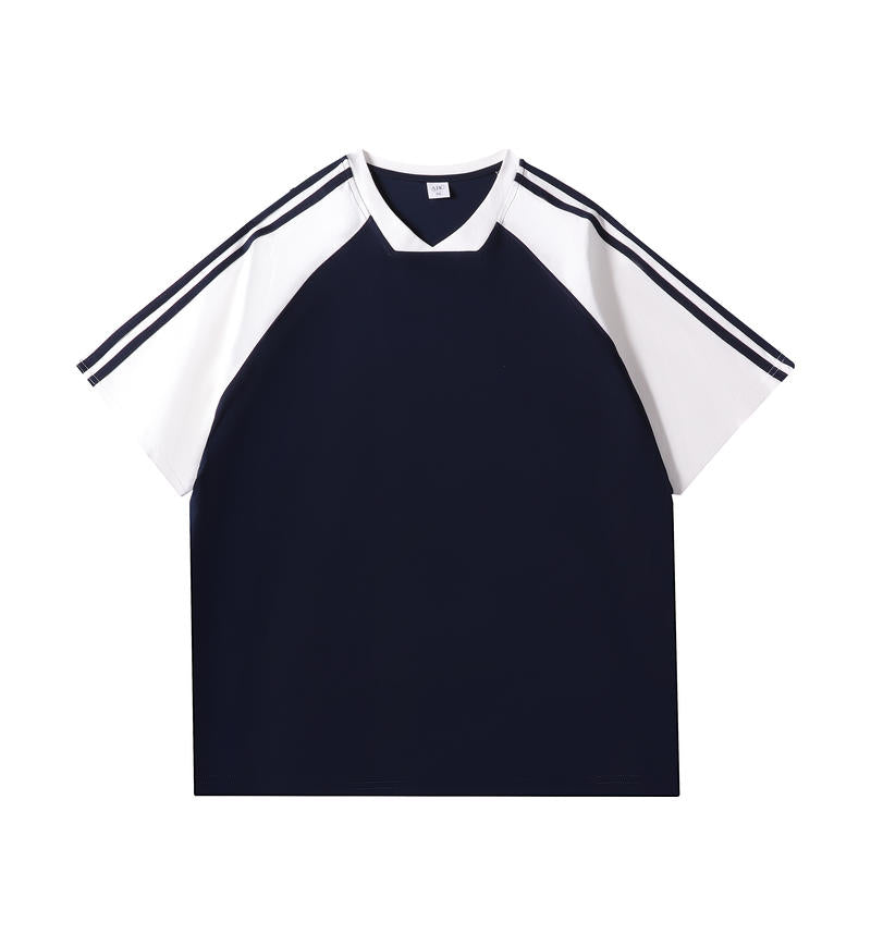 MTG34 260g heavy contrast color raglan V-neck short-sleeved TEE