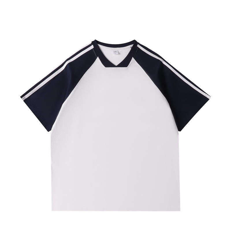 MTG34 260g heavy contrast color raglan V-neck short-sleeved TEE