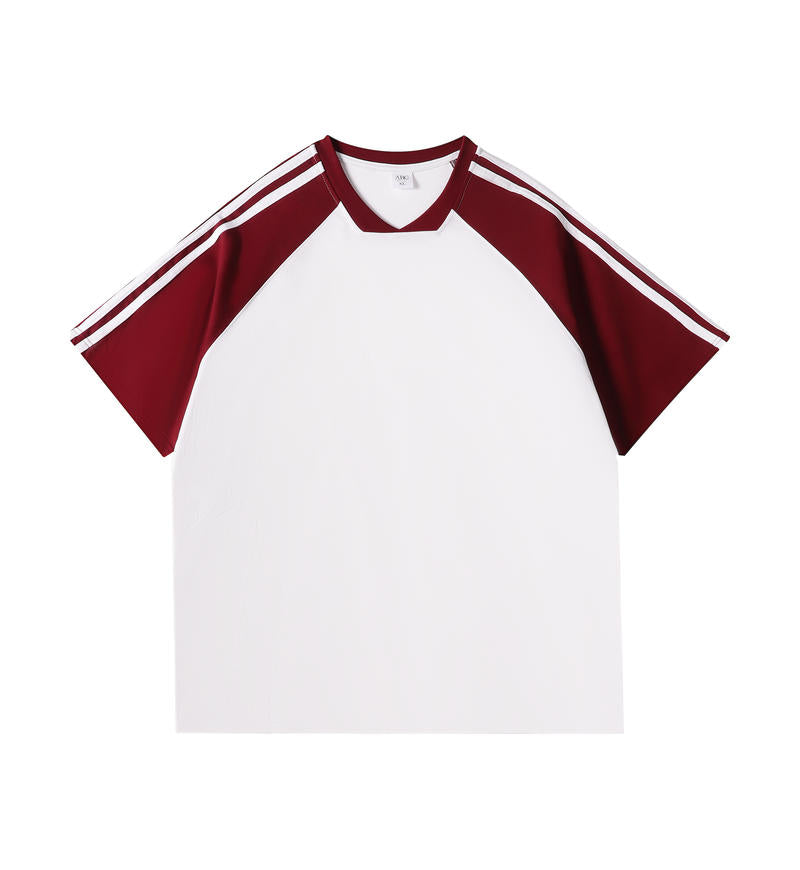 MTG34 260g heavy contrast color raglan V-neck short-sleeved TEE