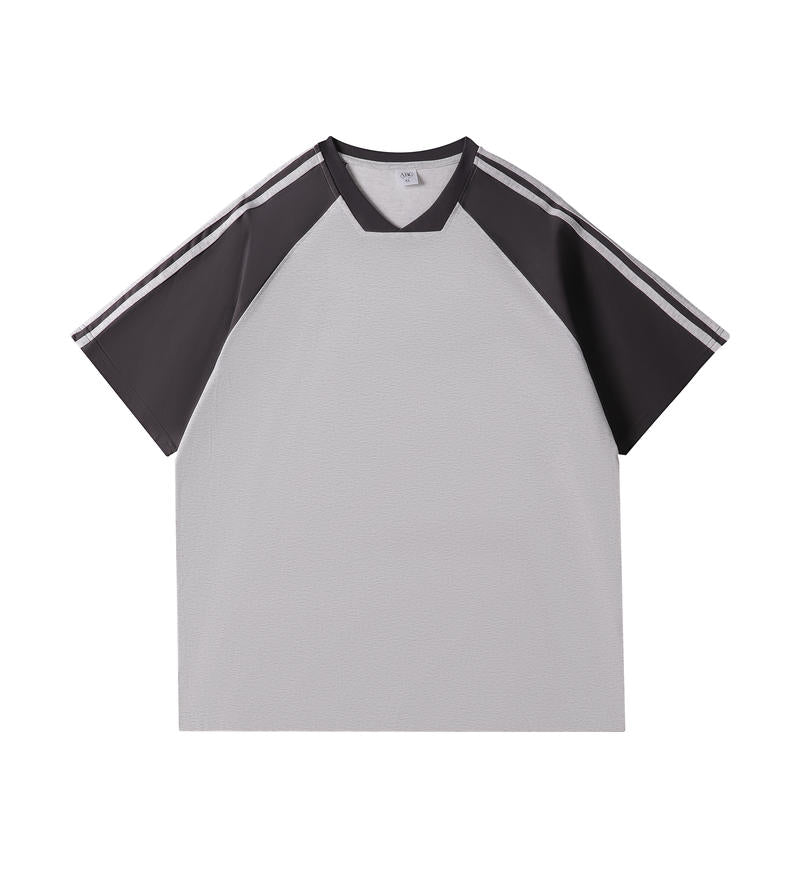 MTG34 260g heavy contrast color raglan V-neck short-sleeved TEE