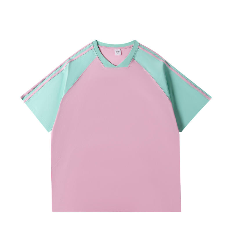 MTG34 260g heavy contrast color raglan V-neck short-sleeved TEE