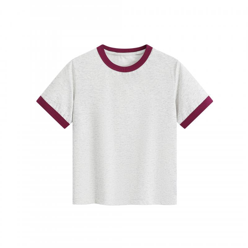 MTG32F 260g heavyweight women's contrast color collar short-sleeved TEE