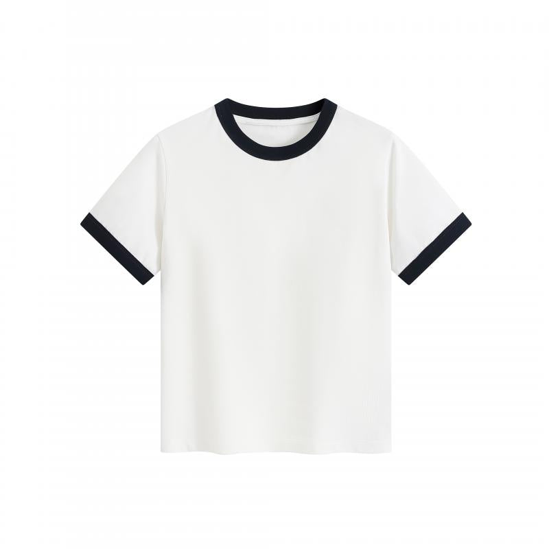 MTG32F 260g heavyweight women's contrast color collar short-sleeved TEE