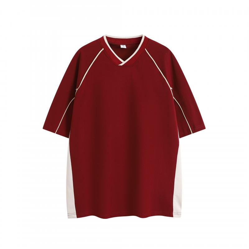 MT109T 260g heavy color matching V-neck short-sleeved TEE