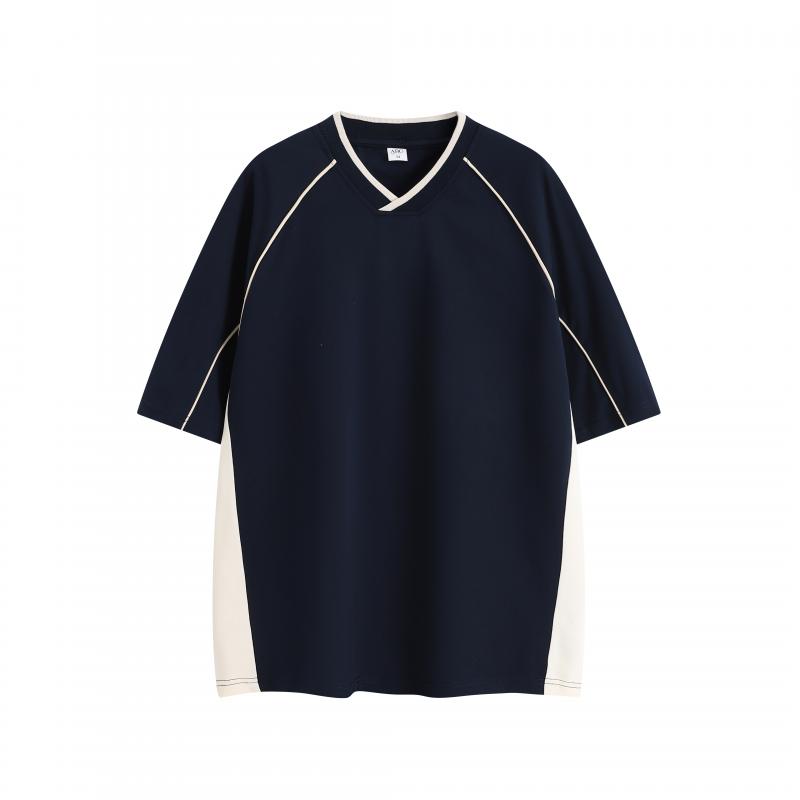 MT109T 260g heavy color matching V-neck short-sleeved TEE