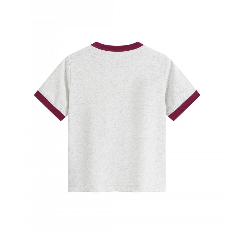 MTG32F 260g heavyweight women's contrast color collar short-sleeved TEE