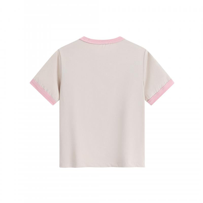 MTG32F 260g heavyweight women's contrast color collar short-sleeved TEE