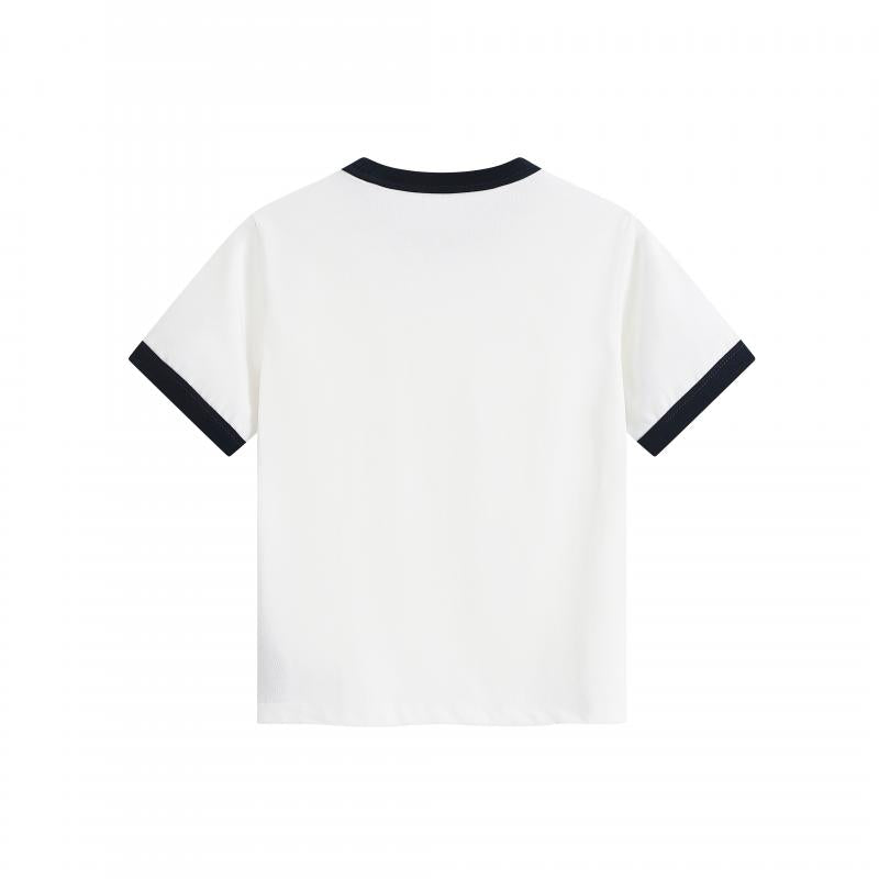 MTG32F 260g heavyweight women's contrast color collar short-sleeved TEE