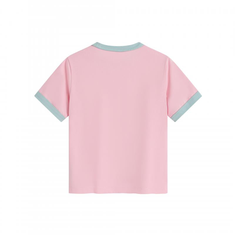 MTG32F 260g heavyweight women's contrast color collar short-sleeved TEE