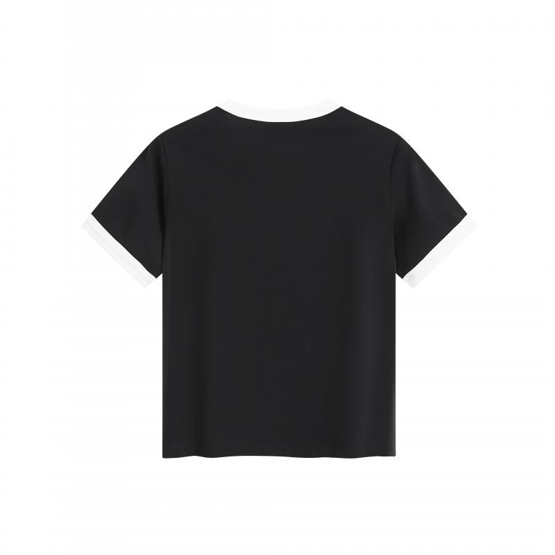 MTG32F 260g heavyweight women's contrast color collar short-sleeved TEE