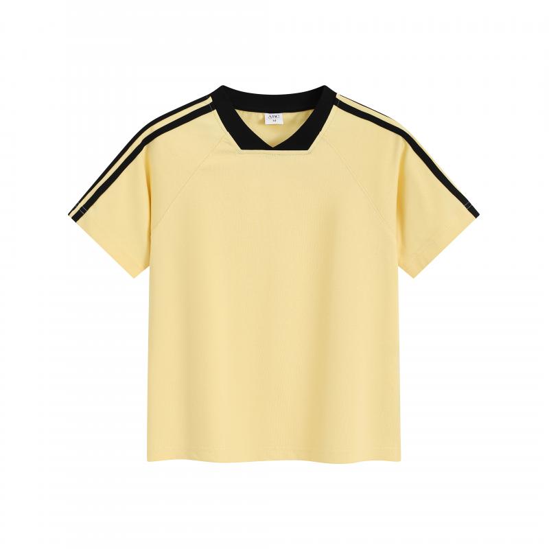 MTG33F 260g Heavy Women's Striped Raglan V-neck Short Sleeve TEE