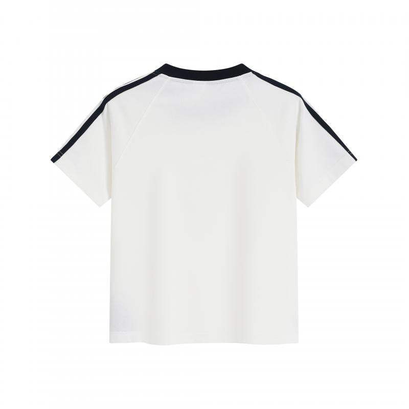 MTG33F 260g Heavy Women's Striped Raglan V-neck Short Sleeve TEE