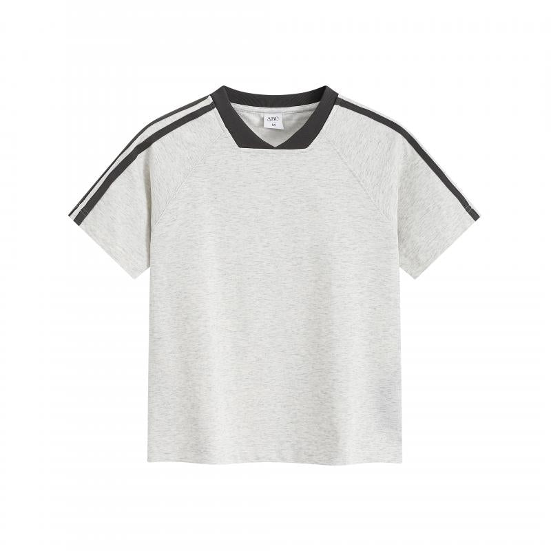 MTG33F 260g Heavy Women's Striped Raglan V-neck Short Sleeve TEE