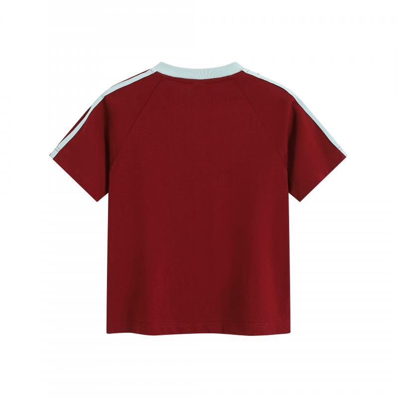 MTG33F 260g Heavy Women's Striped Raglan V-neck Short Sleeve TEE