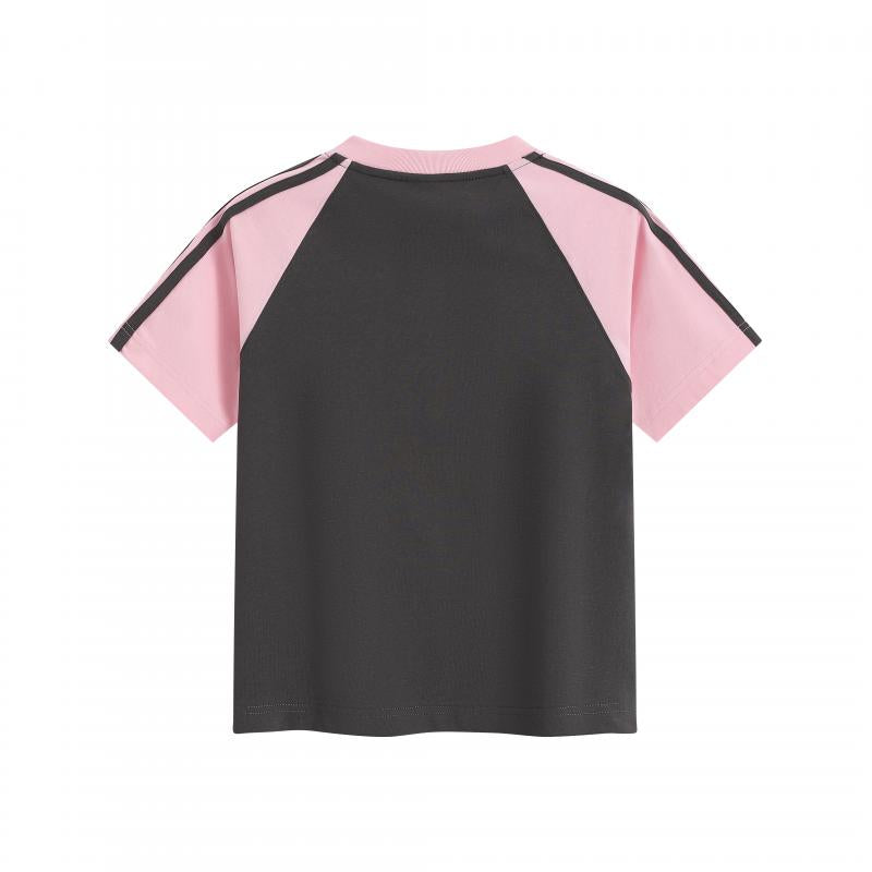 MTG34F 260g heavyweight women's contrast color raglan V-neck short-sleeved TEE