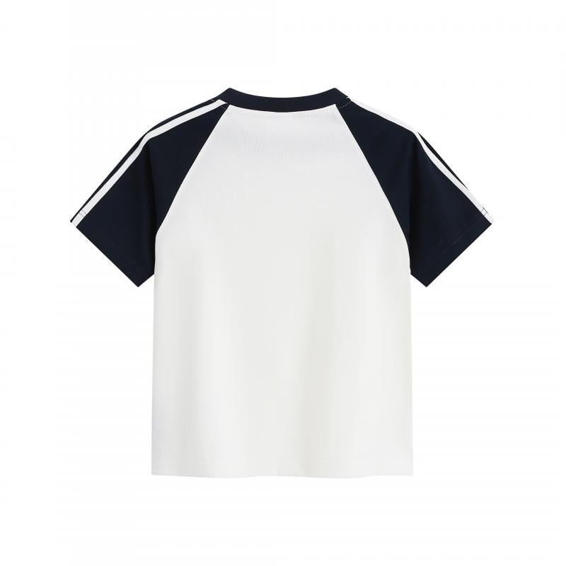 MTG34F 260g heavyweight women's contrast color raglan V-neck short-sleeved TEE