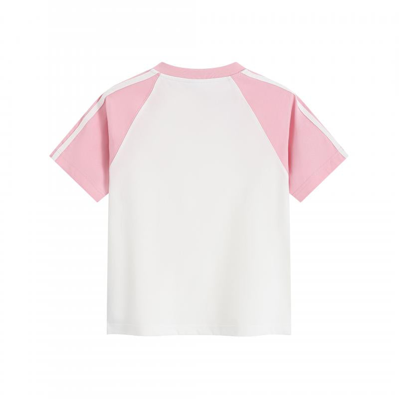 MTG34F 260g heavyweight women's contrast color raglan V-neck short-sleeved TEE