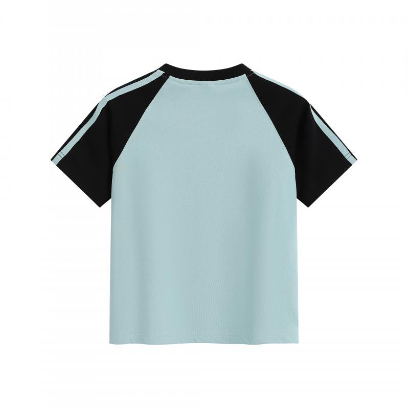 MTG34F 260g heavyweight women's contrast color raglan V-neck short-sleeved TEE