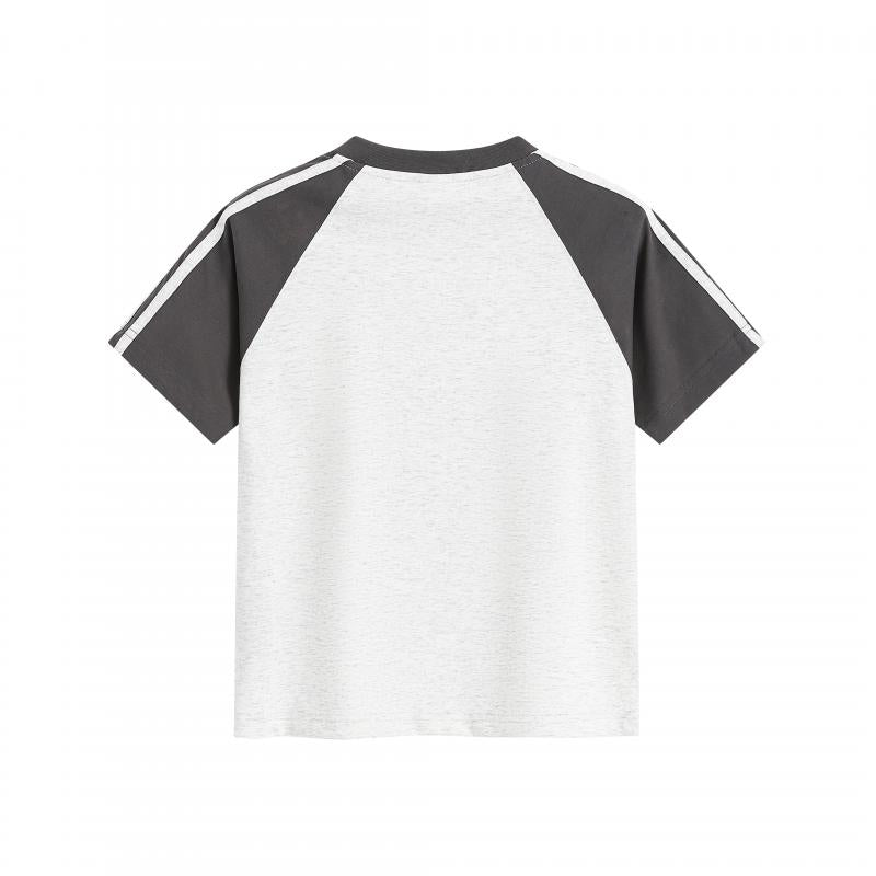 MTG34F 260g heavyweight women's contrast color raglan V-neck short-sleeved TEE