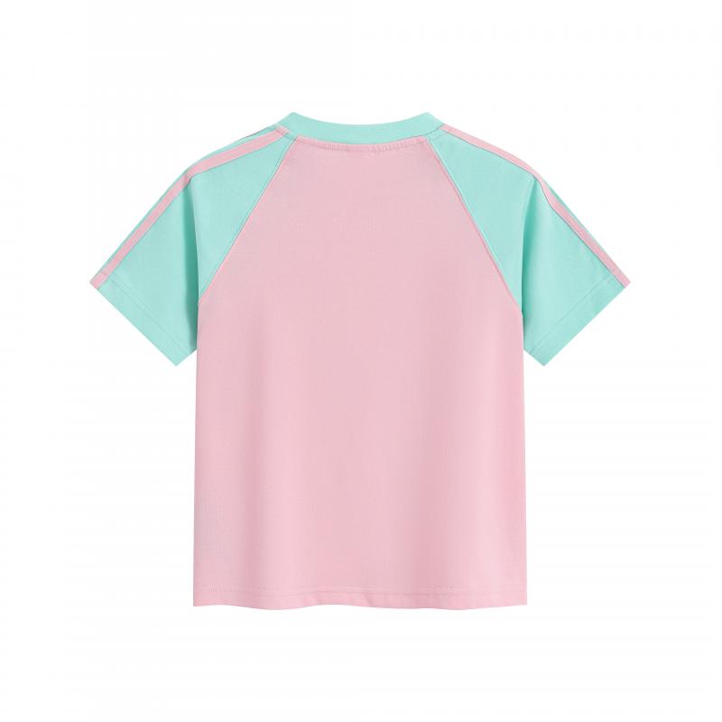 MTG34F 260g heavyweight women's contrast color raglan V-neck short-sleeved TEE