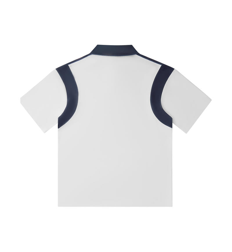 MT19555 240g heavyweight colorblocked half-zip short-sleeved POLO shirt