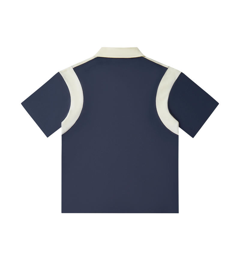 MT19555 240g heavyweight colorblocked half-zip short-sleeved POLO shirt