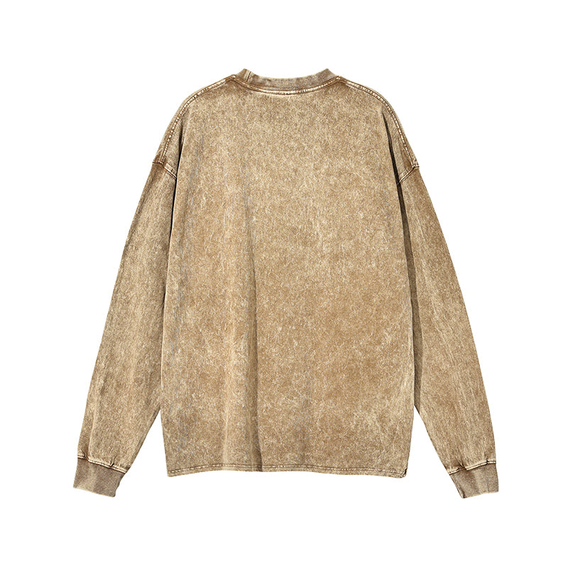 AM2188 重磅雪花水洗落肩長袖TEE