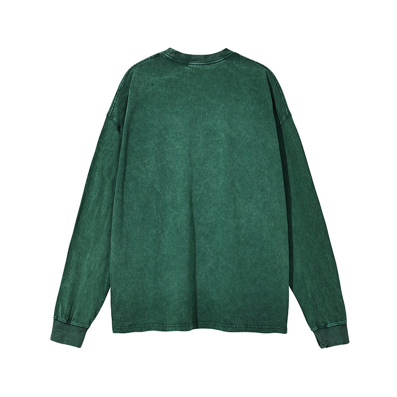 AM2188 重磅雪花水洗落肩長袖TEE