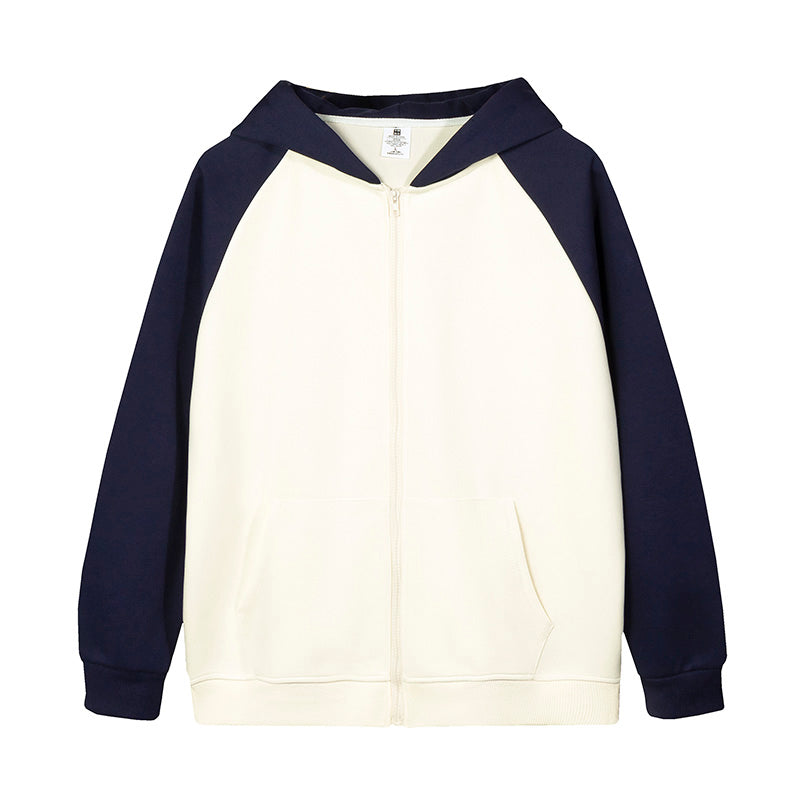 MTD23 拼色插肩拉鍊連帽衛衣