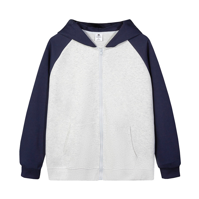MTD23 拼色插肩拉鍊連帽衛衣
