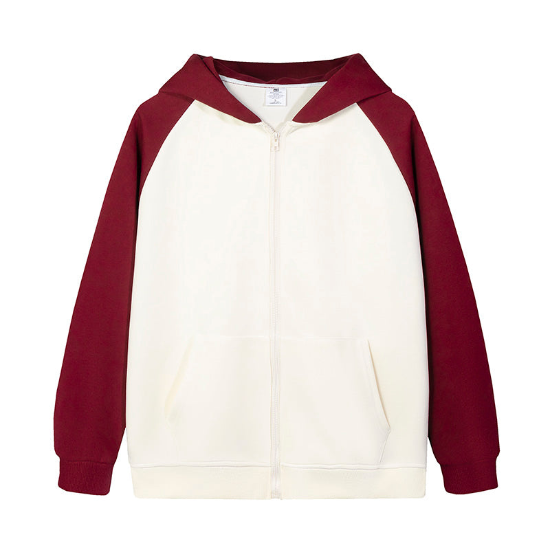 MTD23 拼色插肩拉鍊連帽衛衣
