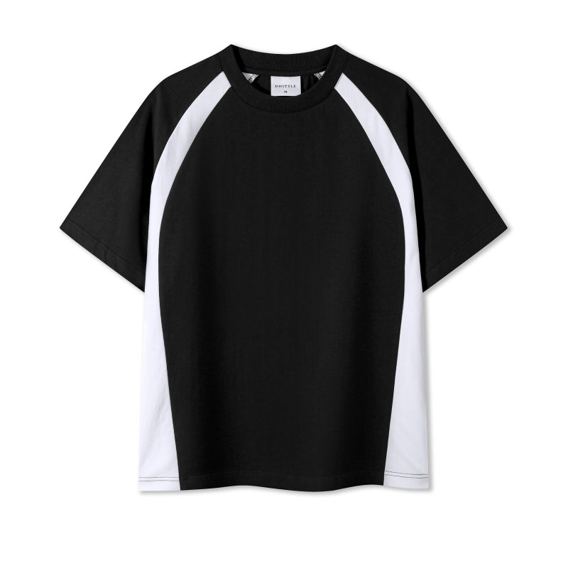 MT7718 250g heavy color matching drop shoulder short sleeve TEE